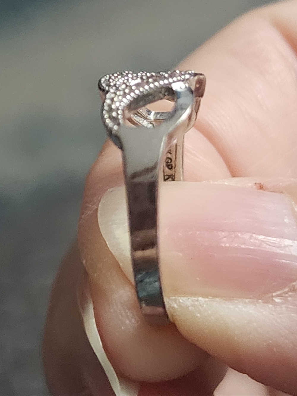 Silvertone Infinity Ring Pink Rhinestones - Picture 3 of 7